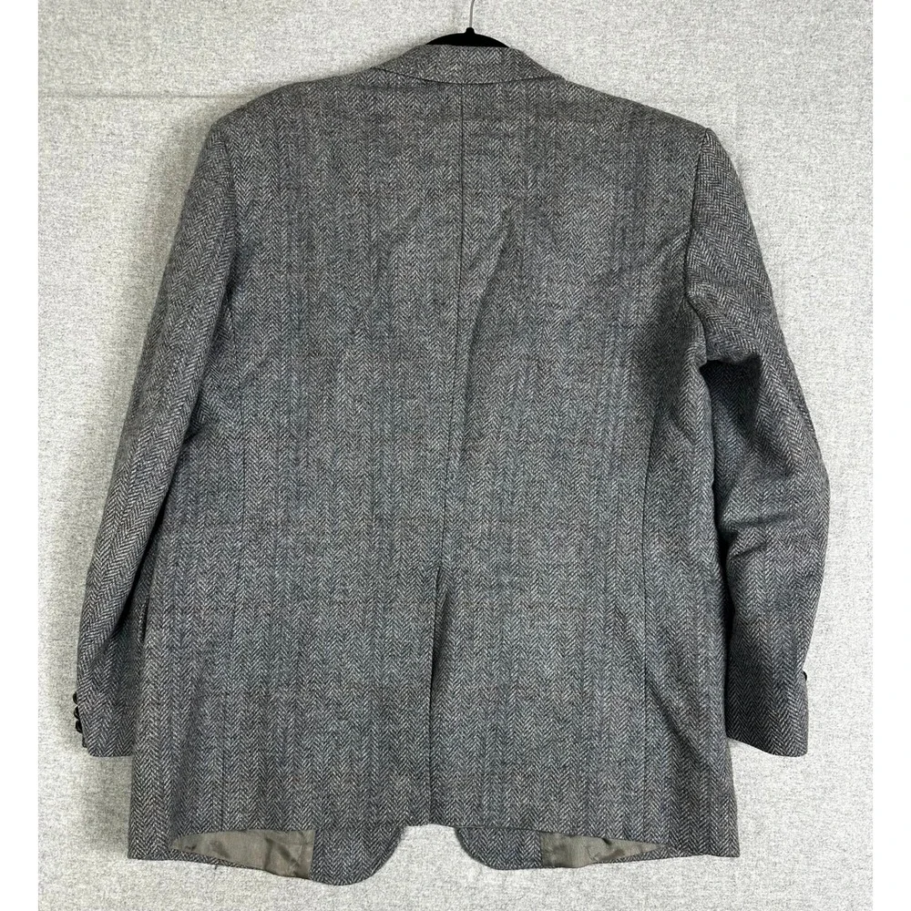 Vintage‎ Tweed Blazer Mens 44R Gray Herringbone Wool Oakton Windowpane USA